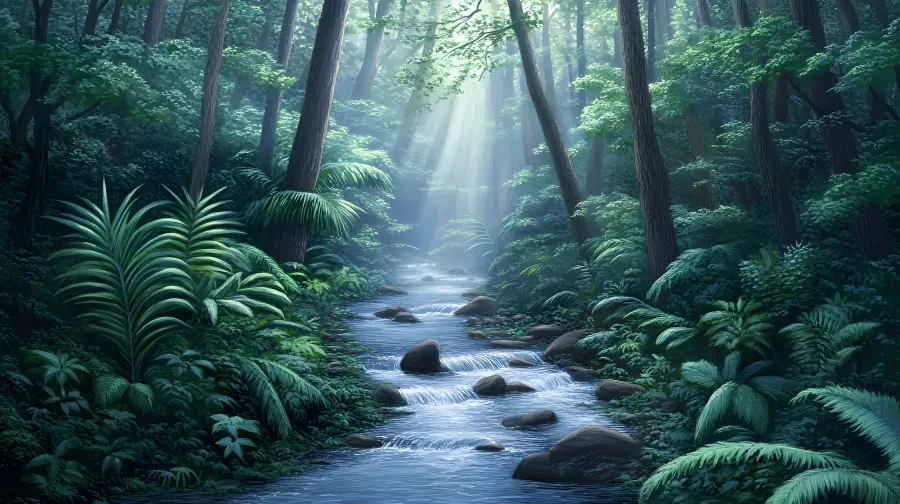 Morning Light on Forest Stream