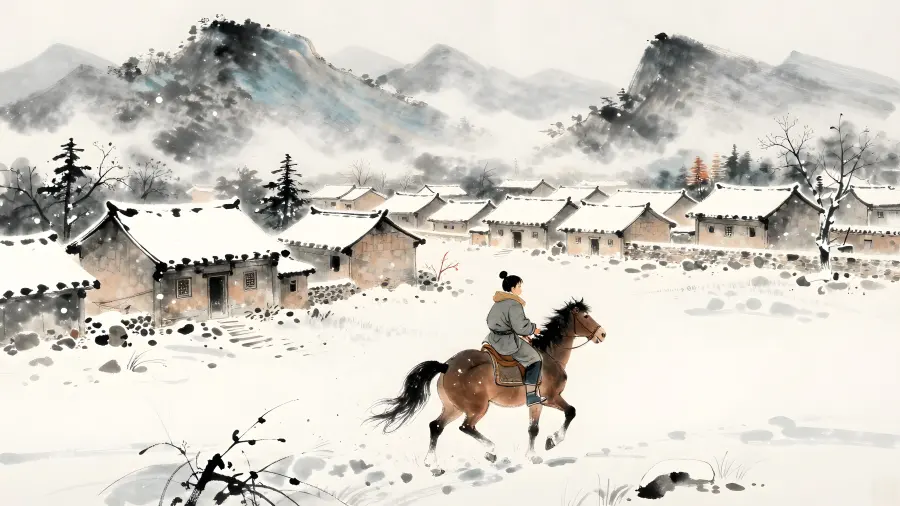Snow Mountain Village in Winter