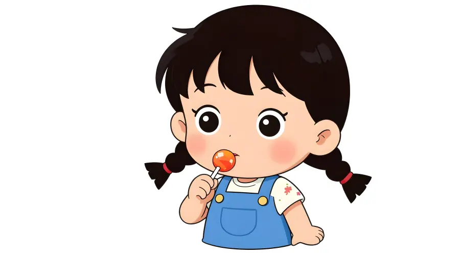 Little Girl Playing with Wax Candy