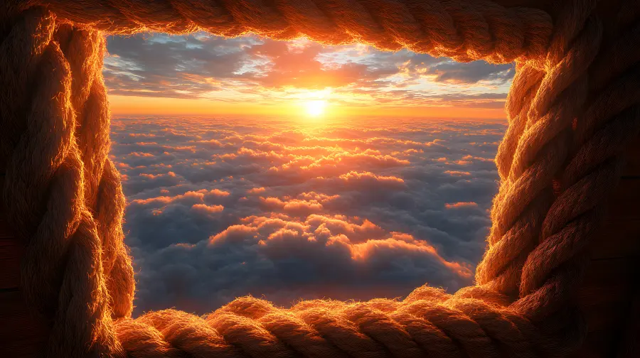 Cloud and Sun Through a Rope Frame