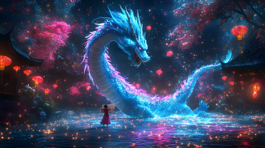 Night Lake Phantom Dragon Lantern